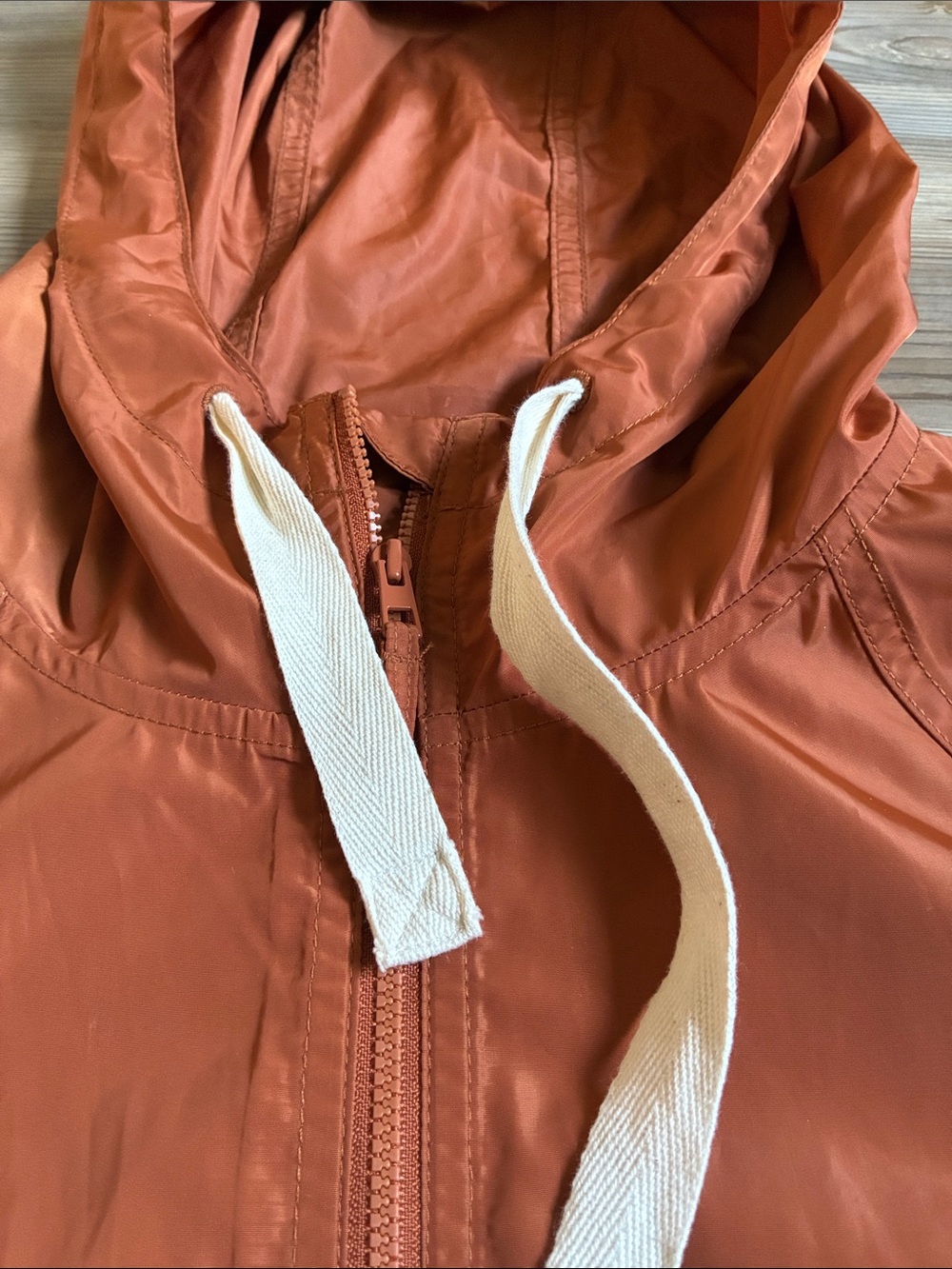 Madewell Raincheck Packable Hooded Raincoat Windbreaker Burnt Orange Women S - Picture 5 of 14